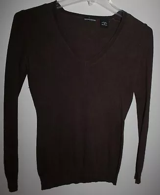 Moda International Women's Brown V-neck Long Sleeve Lightweight Sweater Medium • $14.95