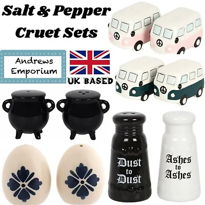 £12.75 • Buy Ceramic Cruet Salt & Pepper Condiment Set Sets Cauldron VW Camper Van Pair Gift