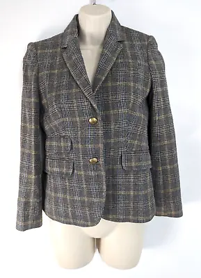 J Crew  Schoolboy Blazer Plaid Wool Academia Preppy Gray Size 2P • $40.50