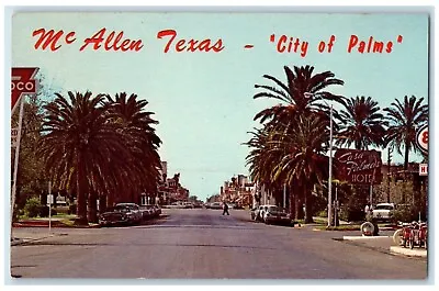 C1960 Picturesque View Central Business Street City Palms McAllen Texas Postcard • $14.98