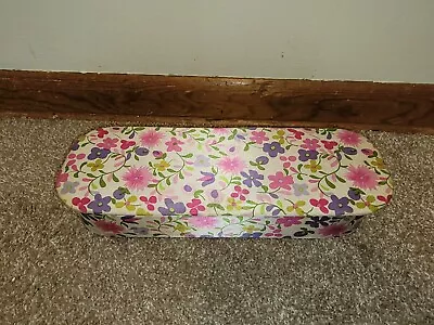 Vintage MCM Satin Floral Dresser Vanity Box For Gloves Hankies Trinkets • $20