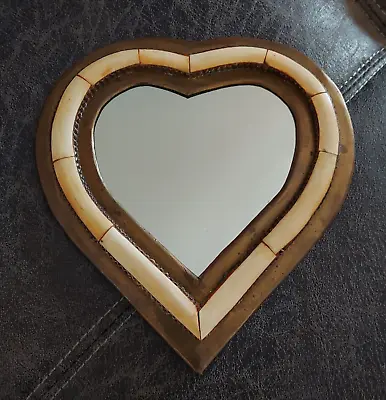 Vintage Moroccan Brass Bone Camel Wall Mirror Handmade Heart Shaped • $54.50