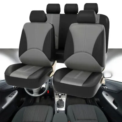 Universal Car Seat Covers Full Set PU Leather 5-Seats Front Rear Protector Pad • $28.93