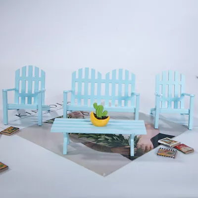 $18.99 • Buy 4PC 1/12 Dollhouse Miniature Garden Patio Park Single Chair Set Wooden Furniture