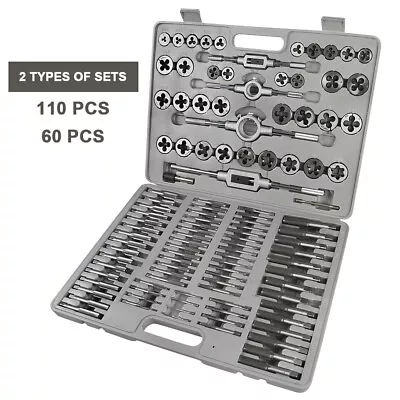 Tap And Die Set 60PCS/110PCS Metric Hand Threading Cutting Wrench Tools W/ Case • $38.69