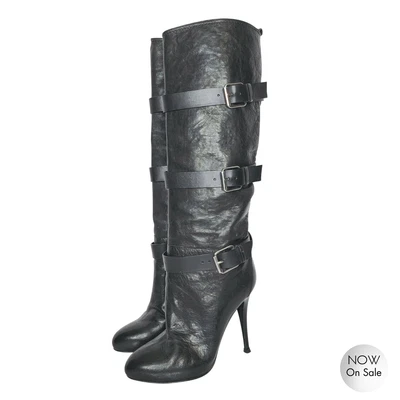 $196.50 • Buy GIUSEPPE ZANOTTI Leather Tall Buckle Moto Boots | IT 38.5 US 8.5 | Retail $943