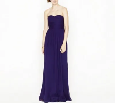  J CREW ARABELLE Long Dress Silk Chiffon 41367 Bridesmaid Gown Prom Purple NWT • $65.97