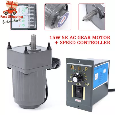AC 110V Gear Motor Electric Variable Speed Reduction Controller 1:5 270 RPM 15W • $61