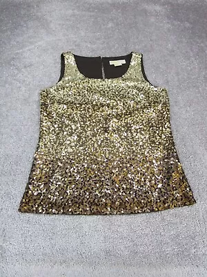 Michael Kors Shirt Womens Small Gold Sequin Tank • $24.99