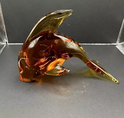 Vintage Murano Sculpture Amber Dolphin. • $55