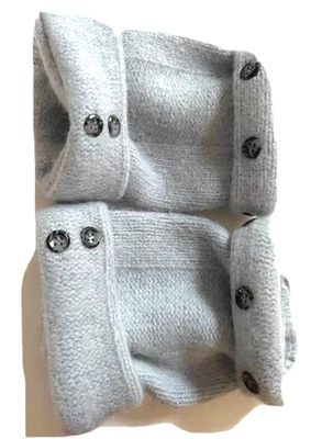 $26.49 • Buy Fingerless Gloves Gray Blue 100% Cashmere M Medium Mittens Mitt Arm Warmers Cuff
