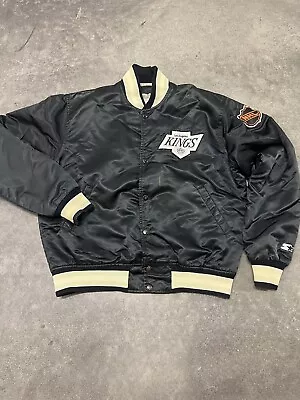Vintage Los Angeles LA Kings Starter Satin Bomber Jacket NHL USA Large FLAWED • $75