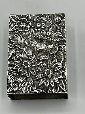 VINTAGE 1930s S. KIRK & SON STERLING SILVER FLOWER REPOUSSE MATCH BOX • $49