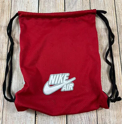 Vintage Nike Drawstring Polyester Mesh Bag White Red • $15