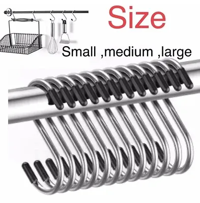 Quality Stainless Steel S Hooks Kitchen Meat Pan Utensil Clothes Hanger Hanging • £1.99