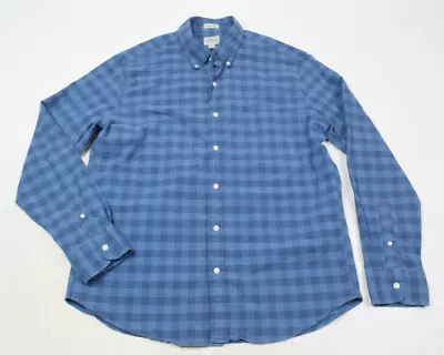 J.Crew Shirt Mens Large Short Blue Plaid Slim Untucked Long Sleeve Button-Down • $15.97