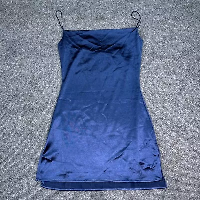 NWT Zaful Mini Dress Womens Size Small Satin Blue Sleeveless Light Weight • $17.99