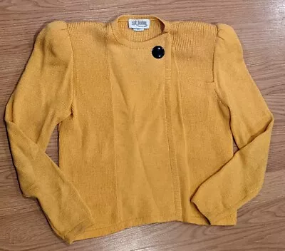 Vintage St John Marie Gray YELLOW Knit Cardigan - 6 SEE MEASUREMENTS • $69.99