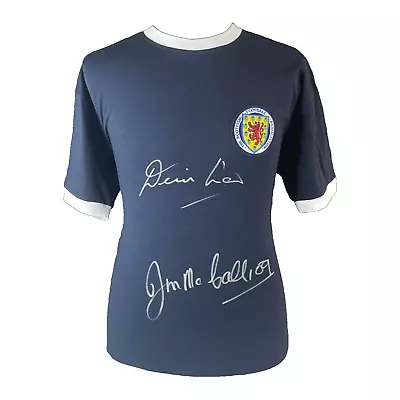 Denis Law Jim Mccalliog Hand Signed Scotland Shirt Autograph Man Utd • £159.99