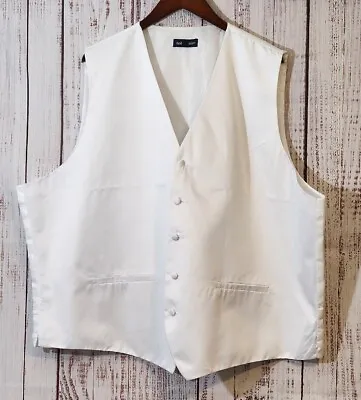 Neil Allyn White Solid 5 Button Mens 3XL SingleBreasted Vest Waistcoat-NWT • $20