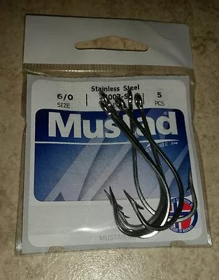 Mustad 34007-SS 6/0 Stainless Steel Fishing Hooks Qty. 5 • $4.50