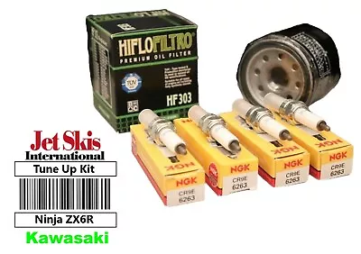 Kawasaki Ninja 600 636 Tune Up Kit 4 NGK Spark Plugs & Oil Filter ZZR ZX6R ZX6RR • $36.79