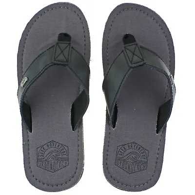 Mens Urban Beach Kaneohe Grey Black Leather Toe Post Flip Flop Beach Sandals • £16.95