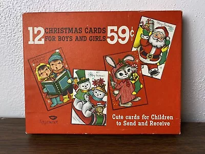 Unused VTG Box With 4 Kitschy Christmas Holiday Cards For Children Cleveland USA • $22