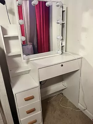 Vanity Mirror With Lights Desk White • $85
