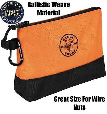 Klein Tools Ballistic Weave Heavy Duty Bag With Carabiners -Orange-Wire Nut Size • $16.14