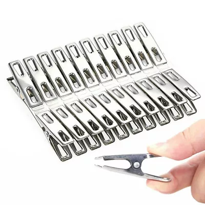 20pcs Super Strong Stainless Steel Clothes Pegs Washing Line Laundry Clip Garden • £2.92