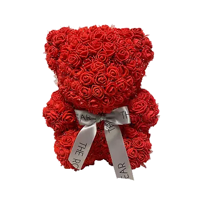 Fun-Size Red Bear Mini Faux Roses Teddy Bear 10 Inches For Valentine's Day • $69.99