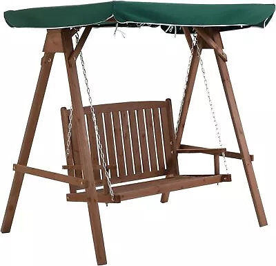 Outsunny 2 Seater Garden Swing Seat Wooden Swing Chair Hammock Bench Loveseat F • £256.86
