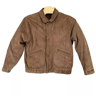 VTG Eddie Bauer Large Goose Down Suede Leather Men's Jacket • $69.99