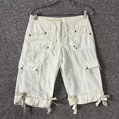 Da-Nang Women's Size XS White Cotton Utility Cargo Capri Pants • $25.99
