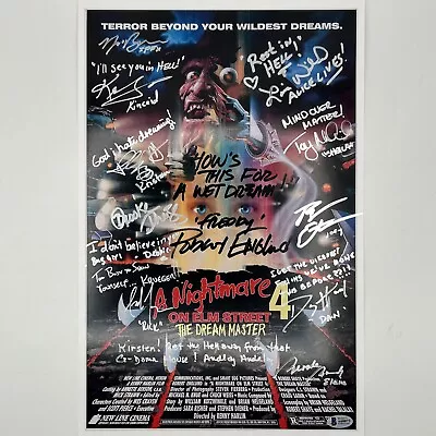 A Nightmare On Elm Street 4 Dream Master Cast Signed 11x17 Poster Beckett • $700