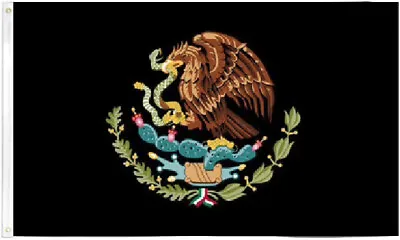 $13.88 • Buy 3x5 Mexico Crest Black Flag Mexican Tactical Flag Banner Grommets