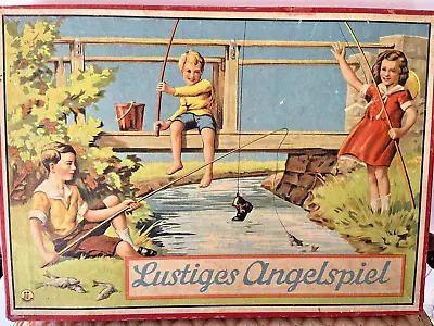 1930s FISH POND FISHING GAME BOXED CELLULOID COLORFUL FISH RARE • $89.99