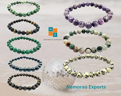 Bead Bracelet 8 Mm Beaded Gemstone Stretchable Bracelet 7.5 Inches SB • $9