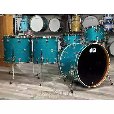 DW Collectors Birch/Mahogany 5pc Drum Set Teal Glass W/Nickel Hw • $6693.12