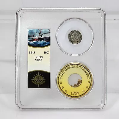 1843 10C PCGS VF20 Recovered From S.S. Central America Shipwreck With Gold Pinch • $950