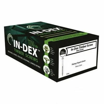 TIMco In-Dex Timber Screws Hex Exterior 6.7x150 Pack Of 50 - Green (150IN) • £12.50