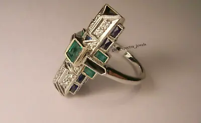 3Ct Emerald Simulated Emerald Diamond Antique Men's Ring 14k Yellow Gold Finish • $133.14