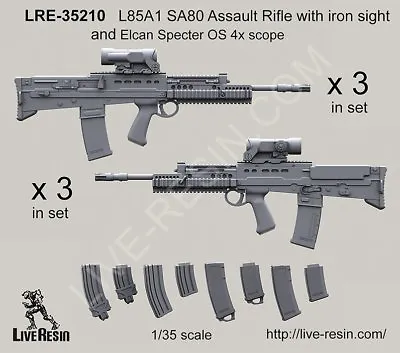 Live Resin 35210 1/35 L85A1 SA80 Assault Rifle With Iron Sight And Elcan Specter • $13.99
