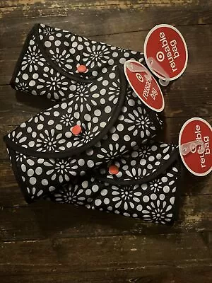 Target Reusable Burst Print Foldable Tote Bag - Black/Red (15x13x7) 3 Lot • $16.99