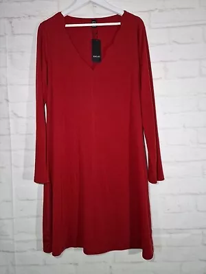 Sheilay T Shirt Dress Size 3XL Bright Red Midi Length Long Sleeve Lightweight • £9.99