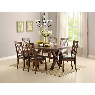 Kitchen Table Set 7-Piece Dining Room Table And Chairs Wooden Soft Padded Chairs • $675.44