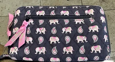 Vera Bradley RETIRED Travel Organizer Pink Elephants Zip Around Large Wallet • $15