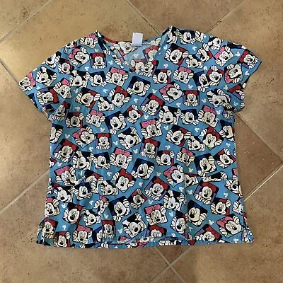 Scrubs Top Cartoon Disney Mickey Minnie Mouse Comic Book Style XL • $12.88