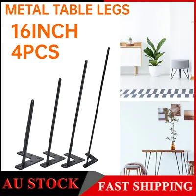 4X Hairpin Legs Black Fully Welded 2 Rod 16  Furniture Coffee Table Metal Legs • $29.35